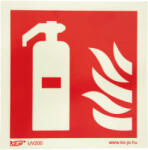 Kö-Jó Tábla utánvilágítós öntapadós Tűzoltókészülék lánggal 150x150 UV200 (TT004)