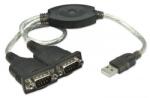 Manhattan Кабел Manhattan 174947, USB A(м) към 2x Serial RS232(м), 0.45m, сив