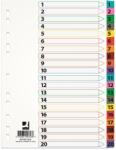 Q-CONNECT Index carton alb Mylar numeric 1-20, margine PP color, A4, 170g/mp, Q-Connect (KF00165) - vexio