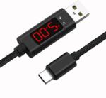 Cellect USB-A apa - USB-C apa Adat és töltő kábel digitális kijelzővel - Fekete (1.2m) (MDCU-DIGITAL-TYPE-C)