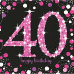  Happy Birthday 40 Pink szalvéta 16 db-os 33x33 cm (DPA9900603) - gyerekagynemu