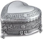 Pufo Caseta antimoniu metalica Pufo Passion pentru depozitare si organizare bijuterii si accesorii, model in forma de inima, argintiu
