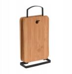 Excellent Houseware Set 4 tocatoare Vitre, bambus, suport metalic, dimensiune tocator 22 x 14 cm, cu suport 16 x 5 x 30 cm Tocator