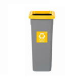 Plafor Cos plastic reciclare selectiva, capacitate 20l, PLAFOR Fit - gri cu capac galben - plastic (PL-713-01) - vexio Cos de gunoi