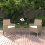 vidaXL Set mobilier de grădină, 3 piese, bej, poliratan (3058460) - vidaxl