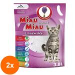 Miau Miau Set 2 x Asternut Igienic pentru Pisici Miau-Miau, Silicat Lavanda, 3.8 l (ROC-2xMAG1016312TS)