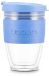 Bodum Cana de voiaj, Bodum, 42FEB231158, 250 ml, 96x136x89 mm, Plastic, Silicon, Albastru Deschis, saculet voiaj inclus (EVE07-34837-124)