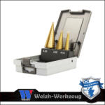 Welzh Werkzeug Lemezfúró, lépcsős - készletben 3 db-os HSS TiN 4-30 mm - Welzh (4098-WW)