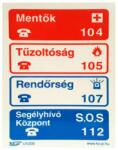 Kö-Jó Tábla utánvilágítós öntapadós Segélyhívó telefonszámok 150x200 UV200 (TT023)