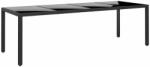 vidaXL Masă de grădină negru 250x100x75 cm sticlă securizată/poliratan (310592)