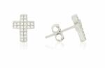 Ezüst fülbevaló bedugós kereszt apró köves ródiumbevonatos