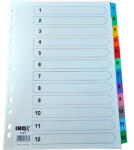 Optima Index carton alb Mylar numeric 1-12, margine PP color, A4, 190g mp, Optima (OP-412 ZA MY MC)