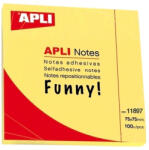 APLI Notite adezive, Apli, 75 x 75 mm, galben, 100 file (AL011897) - siscom-papetarie