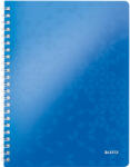 Leitz Caiet de birou Leitz WOW, PP, A4, cu spira, dictando, albastru metalizat (SL020102) - siscom-papetarie