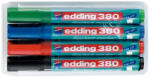edding Marker Edding 380 pentru flipchart, varf rotund, 1.5-3 mm, 4 culori set (negru, albastru, rosu, verde) (ED380005)