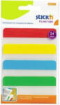 Hopax Stick index plastic transp. cu margine color 38 x 76 mm, 4 x 20 file set, Stick n - 4 culori neon (HO-21609)