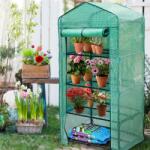 Garden Line Mini Sera gradina cu 4 rafturi pentru interior, exterior, cresterea plantelor, rasadurilor, ierburil