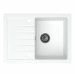 SINK Quality Mosogató Minőségi Titanite, konyhai gránit mosogató 680x495x215 mm + fekete szifon, fehér, SKQ-TIT. W. 1KKO. XB (SKQ-TIT.W.1KKO.XB)