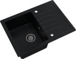 SINK Quality Mosogató Minőségi Titanite, konyhai gránit mosogató 680x495x215 mm + fekete szifon, fekete, SKQ-TIT. C. 1KKO. XB (SKQ-TIT.C.1KKO.XB)