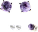 Cercei Charoit Natural cu Argint 925 - Rotund - 6x6x18 mm - 1 Pereche