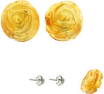  Cercei din Ambra Naturala - Floare 11x11x18 mm - 1 Pereche