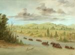 Grafika - Puzzle Catlin: Petrecerea lui La Salle intrând în Mississippi în canoe. 6 februarie 1682, 1847-1848 - 2 000 piese Puzzle