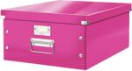 Leitz WOW Click & Store tárolódoboz, laminált karton, részben újrahasznosított, összecsukható, tetővel, fülekkel, 36x20x48 cm, rózsaszín (LZ60450023)