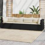 vidaXL Set mobilier relaxare grădină 4 piese cu perne poliratan negru (319736)
