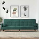 vidaXL Canapea extensibilă cu perne, verde închis, catifea (351859) Canapea