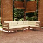 vidaXL Set mobilier grădină cu perne, 5 piese, maro miere, lemn de pin (3096385)