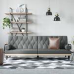 vidaXL Canapea extensibilă cu cotiere, gri închis, textil (351938) Canapea