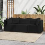 vidaXL Set mobilier de grădină cu perne, 3 piese, negru, poliratan (319782)