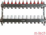 m-tech UniTherm áramlásmérős INOX osztó-gyűjtő, 1" 3/4" eurokónuszos csatlakozással, 11 körös