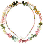  Colier Turmalina Mixt Naturala Picatura Fatetata 4x6 mm - Accesorii Argint 925 - Gold Filled