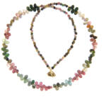  Colier din Turmalina Mixt Naturala Piatura Fatetata - 5-6 x 3 mm - Accesorii Gold Filled - Argint 925