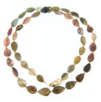  Colier din Turmalina Watermelon Naturala Picatura 8-12 x 6-7 mm - Accesorii Gold Filled - Argint 925