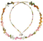  Colier Turmalina Mixta Rotunda Fatetata 4x4 mm - Accesorii Argint 925 - 1 Buc
