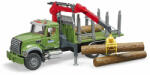 BRUDER - camion lemne mack granite cu macara de incarcare, graifer si 3 busteni (BR02824)