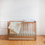 Woodies Safe Dreams Patut cu sertar independent din lemn pentru bebe, inaltime saltea reglabila, boho vintage 120 60 cm