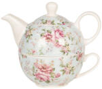 Clayre & Eef Set ceainic cu ceasca din portelan decor floral 16x10x14 cm (6CE1075)