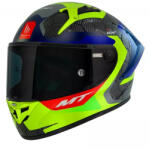 MT Helmets MT KRE+ Carbon Powerful zárt bukósisak fluo sárga-kék