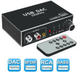  DAC digitális digitál analóg audio konverter optikai koaxiális szál SPDIF-RCA 3, 5 mm-es jack hangadapter usb hangkártya