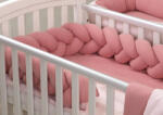 AMY Aparatoare laterala pat bumper impletit cu inchidere velcro, bumbac tricot roz, 180x21 cm