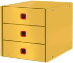 Leitz Cozy Click & Store fiókos szekrény, 3 fiók, laminált karton, részben újrahasznosított, A4, borostyán sárga (LZ53680019)