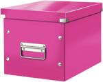 Leitz WOW Click & Store Tárolódoboz, laminált karton, részben újrahasznosított, összecsukható, fedéllel, füllel, 26x24x26 cm, rózsaszín (LZ61090023)