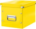 Leitz WOW Click & Store Tárolódoboz, laminált karton, részben újrahasznosított, összecsukható, fedéllel, füllel, 26x24x26 cm, sárga (LZ61090016)