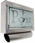 tectake Rozsdamentes acélból készült postaláda üveg előlappal és újságtartóval