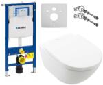 Villeroy & Boch Set vas WC rimless suspendat, Villeroy&Boch Subway 3.0, cu capac inchidere lenta si rezervor Geberit Duofix Sigma UP320 (111.308.00.6+4670TS01)