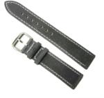  Curea de Ceas din Piele Naturală Gri - Finisaj Bizonat - Cusătură Albă - 18/20/22 mm (WZ5207)