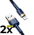 Baseus 2x Lightning Cabluri Baseus Cafule Lightning Cable 200cm Navy Blue/gold